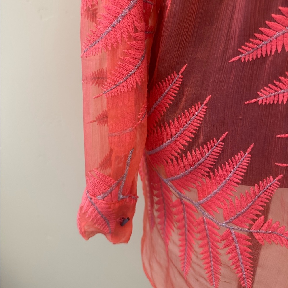 Alice + Olivia Women's 100% Silk Pullover Tunic Blouse, Coral Orange, Size XS/TP - Picture 9 of 13